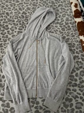 Juicy couture Gray Zip-Up Hoodie with Gold Accents